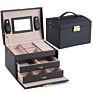 Three Layer Pu Leather Ornament Box Double Drawer Jewelry Box Princess Jewelry Storage Box