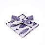 Tie Gift Box White Dress Mens Neck Printed Bowtie Adjustable and Pocket Square Set Linen Bow Ties