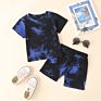 Toddle Boys Girls Clothing Set O-Neck Tie-Dyed Short Sleeve Top +Short Pants 2Piece Set for Kids