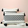 Top Yarn-Dyed Jacquard Cushion Cover Boho Tassel Decorative Pillow Geometric Pattern Cotton Cushion Cover
