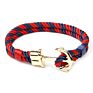 Unisex Couple Handmade Jewelry Multi Double Layer Woven Nylon Rope Hook Gold Plated Anchor Rope Bracelet
