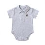 Unisex Polo Collar Solid Color Triangle Rompers Short-Sleeved Attire