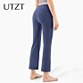 Utzt Women Unique Wide Leg Bootcut Dress Pants Long Bootleg Work Leggings Plub Size Yoga Pants with Pocket