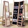 Vintage Furniture Wood Style Full Length Standing Mirrored Jewelry Cabinet Designs for Small Living Room