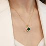 Vintage Stainless Steel Jewelry Natural Jade Bridal Jewelry Set Micro Paved Cz Green Gemstone Emerald Necklace Ring Earrings Set