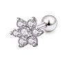 Vriua Titanium Steel Silver Floral Crystal Daisy Cartilage Piercing Ear Lobe Daith Lip Piercing Rings Facial Piercings