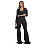 W11 Two Piece Set Outfits Sweater Women Sets Pants Women's & Trousers 2 Flare Long Sleeve Tops Jogger Clothing Crop Top
