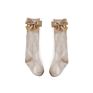 We Are Little Princess Big Bow-Not Hollow Jacquard with Morandi Color Little Baby Girl Mid-Calf Crew Boot Socks