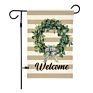 Welcome Series Green Leaf Ring Home Sweet Home Pattern Sublimation Garden Flag