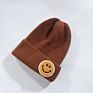 Women 15 Colors Stock Knit Beanies with Logo Smiley Face Beanie