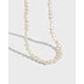 Women 925 Sterling Silver Baroque Fresh Water Freshwater Beaded Pearl Necklace Jewelry Collar De Perlas