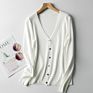 Women Autumn/ Knit Cardigan with Button Solid Color V-Neck Slim Ladies Wool Designer Outer Sweater