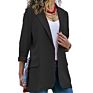 Women Autumn Long Sleeve Open Front Blazer Solid Color Suit with Side Pockets Office Lady Business Blazers Wm229
