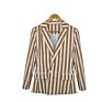 Women Blazer Double Breasted Women Suit White Striped Yellow Color Blazer