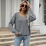 Women Casual Knitted Cardigan Sweater Solid Basic Fall Pullovers Long Sleeve V Neck Sweater