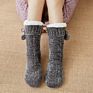 Women Cozy Fuzzy Christmas Floor Socks with Pompom for Adult Thicken Twisted Warm Velvet Fluffy Socks Sleep Bed Socks