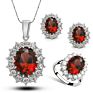 Women Fine Jewelry Multi Colors Crystal Blue Cubic Zircon Pendant Necklace Jewelry Sets