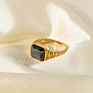Women Jewelry Multicolor Chunky Twisted Croissant Statement Emerald Ring Colorful Rectangle Crystal Cz Diamond Ring