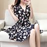 Women Lady Girls Women Short Sleeve Floral Printing Dresses V-Neck Casual Dress