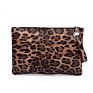 Women Leather Leopard Print Large Envelope Clutch Bags with Bangle Ladies Tote Handbags Evening Clutches