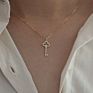Women Light Luxury Temperament Jewelry Accessories 925 Sterling Silver Pave Crystal Vintage Key Pendant 14K Gold Lock Necklace
