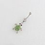 Women Surgical Steel Crystal Zircon Nickel Free Green Anime Turtle Jewelry Body Belly Button Navel Piercing Ring