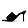 Women Towel Heels Square Toe Slip on Sandals High Heel Mules Shoes