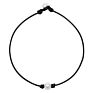 Women White 3 Cultured Freshwater Pearls Choker Necklace on Genuine Leather Cord Knotted Jewelry