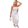 Women's Basic Sleeveless Tube Top Strapless Bodycon Midi Club Dress