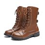 Womens Combat Military Boots Lace up Buckle Boot Shoes