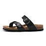 Women's Customized Printing Solid Color Cork Footbed Slide Beach Sandal Adjustable Buckle Double Strap Flat Women Slipper