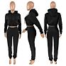 Women's Fleece Sweatpants and Hoodie Set Jogger Cropped Sweatshirt Hoodies Sets