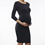 Women's Long Sleeves Seamless High Elasticity Daily Wear or Bady Shower Pregnancy Bodycon Maternity Dress