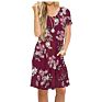 Women's Short-Sleeved Pleated Loose Skirt Casual Dress