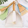 Wooden Broom Natural Sweep Floor Cleaning Dustpan Mini Table Bamboo Wooden Dustpan and Brush Set