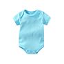 Yiwu 0-24M 100% Organic Cotton Plain Infant Newborn Baby Pink Blue White Unisex Rompers Short Sleeve Jumpsuit