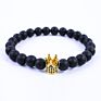 Yoga Stretch Gemstone Black Gold White Crown Cz Zircon Volcanic Stone Men Lava Natural Stone Bead Bracelet