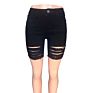 Yp-201 Women Denim Jeanswear Club Party Skinny Pencil Black Ripped Capri Pants White Distressed Capris Female