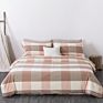 100% Cotton 4 Piece Bedding Set Plaid Checker Pattern Minimalist Style Twin Queen King Size Fitted Sheet Bedding Set