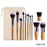 11Pcs Eco-Friendly Bamboo Handle Natural Hair Professional Makeup Brush Set/Kit Vegan Cruelty Free - Premium Synthetic Kabuki