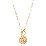18K Gold Moon Star Lion Pendant Necklace Medallion Oval Link Chain Choker Layering Jewelry for Women Girls