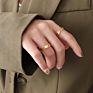 18K Gold Plated Stainless Steel Jewelry Hollow Honeycomb Design Open Ring Stackable Rings for Women Tarnish Free