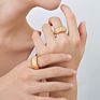 18K Gold Plated Stainless Steel Ribbed Ring Jewelry Women Chunky Statement Ring Non Tarnish
