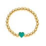 18K Real Gold Plated 6Mm Brass round Beads Personalized Diy Enamel Heart Charm Bracelet for Women Girls