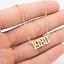 1980- Birth Year Number Stainless Steel Pendant Necklace for Women and Men