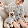 2021Luxury Plain Cotton Customized Striped T Shirts Dog Clothes for Pet and Owners Clothing