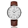 20Pc 40 Mm Stainless Steel Back Clock Brown Leather Mineral Glass Men's Watch Timepieces