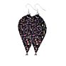 21524 Double Sequins Earrings Colorful Leather Jewelry Drop Leaf Pendant Studs Earrings for Women