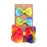 3Pcs/Set Grosgrain Ribbon Hair Bow Attractive Striped Hairgrip Gradient Rainbow Girls Hair Clips Set for Baby Girl