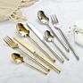 4 Pcs Flatware 304 Stainless Golden Set Black Handle and Gold Cutlery